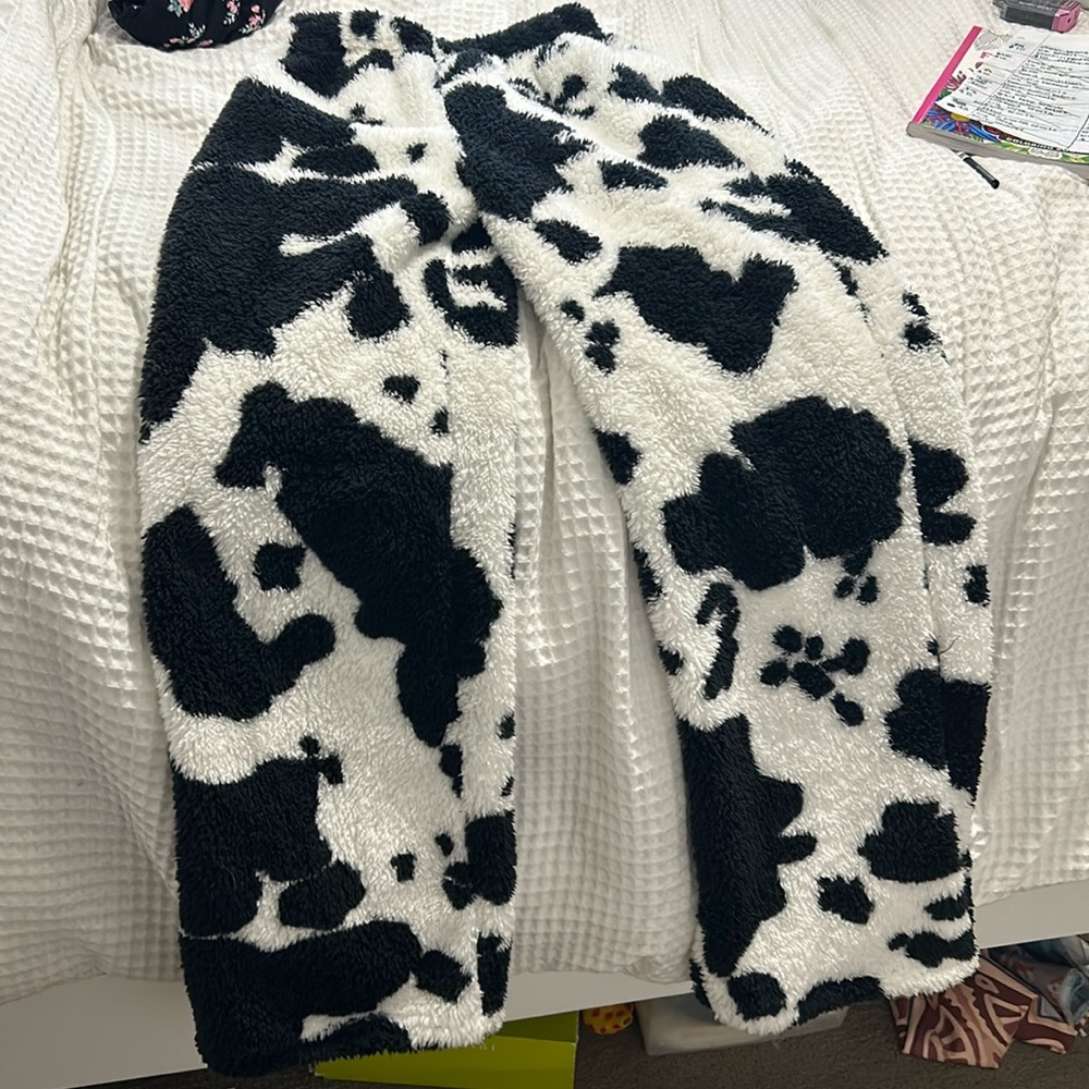 Cow print pajama pants